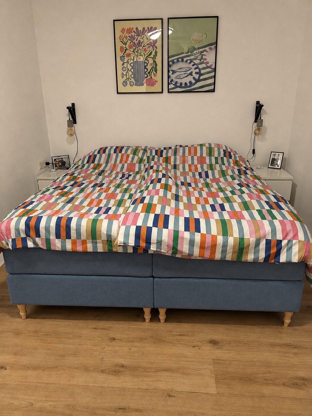 Ikea Dunvik bed 180x200cm - gratis af te halen, Ophalen, Gebruikt, Blauw, Tweepersoons