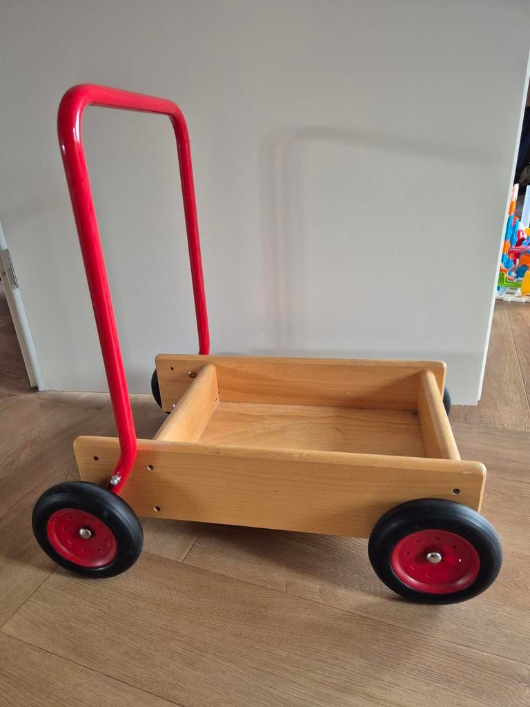 Duwkar loopwagen met rubberen wielen, Ophalen, Jongen of Meisje