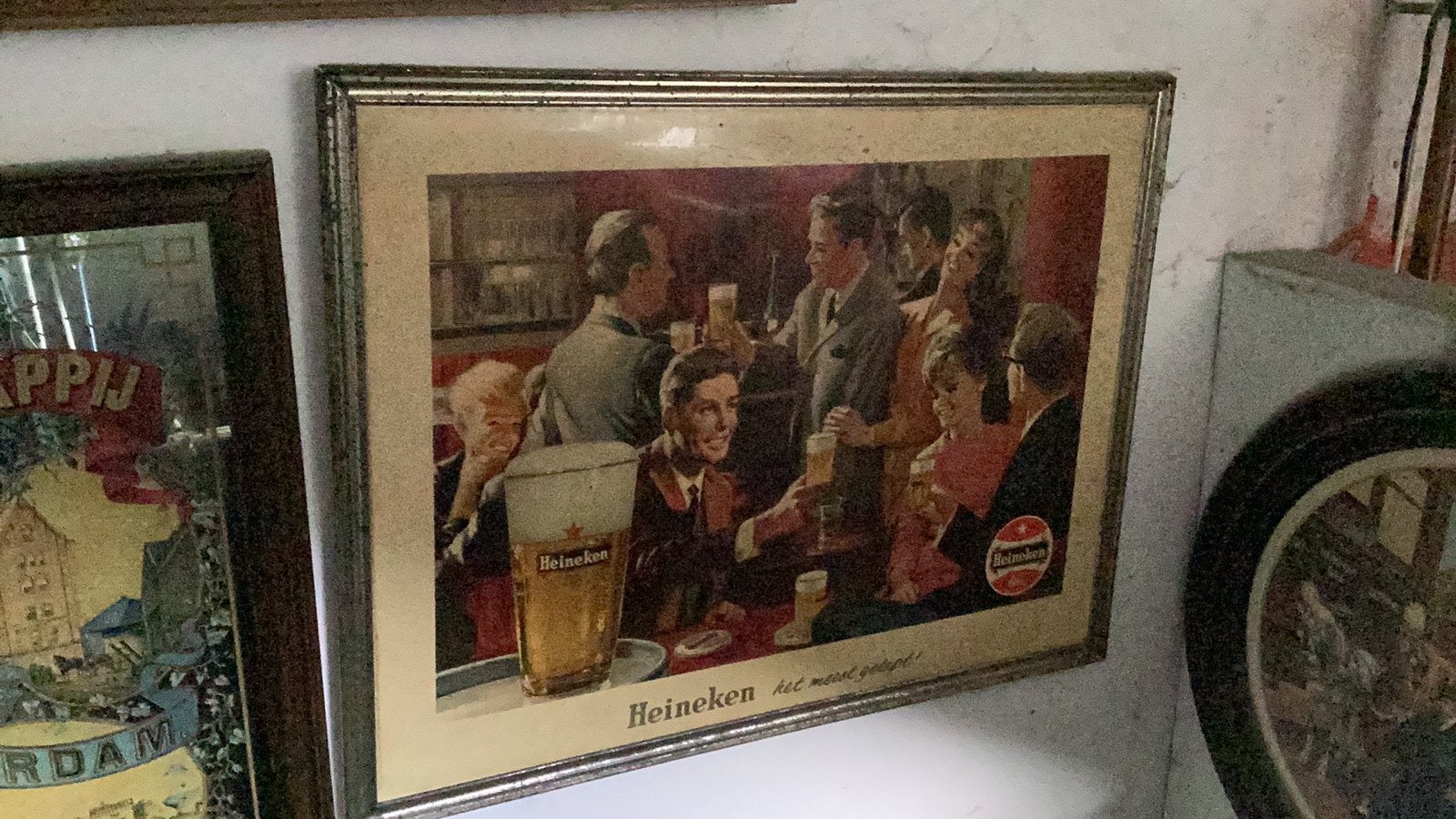Heineken lijst, Ophalen of Verzenden, Gebruikt, Reclamebord, Plaat of Schild, Heineken