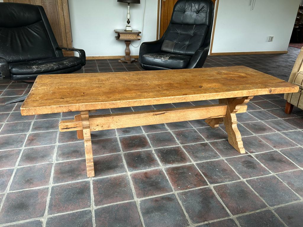 Massief eikenhouten salontafel, Ophalen, Gebruikt, Eikenhout, 50 tot 100 cm