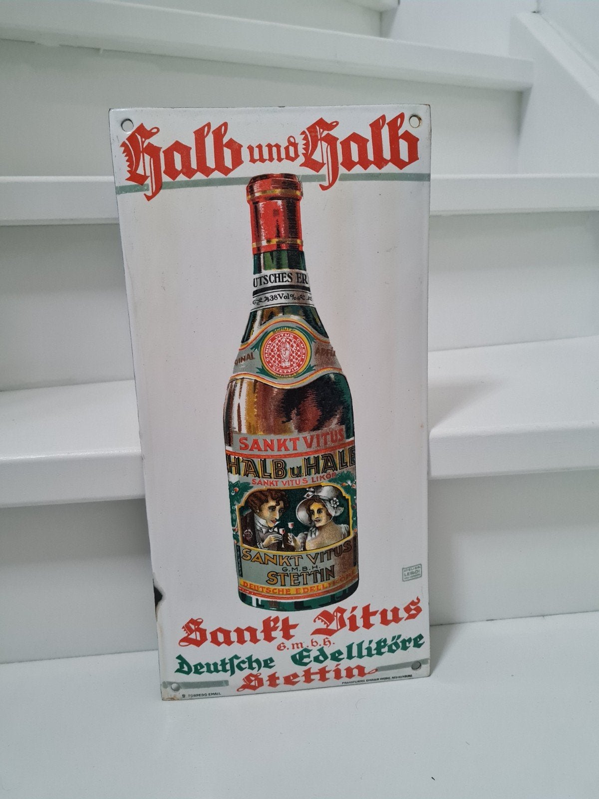 Halb und halb 1928 origineel emaille bord, Ophalen of Verzenden, Gebruikt, Reclamebord