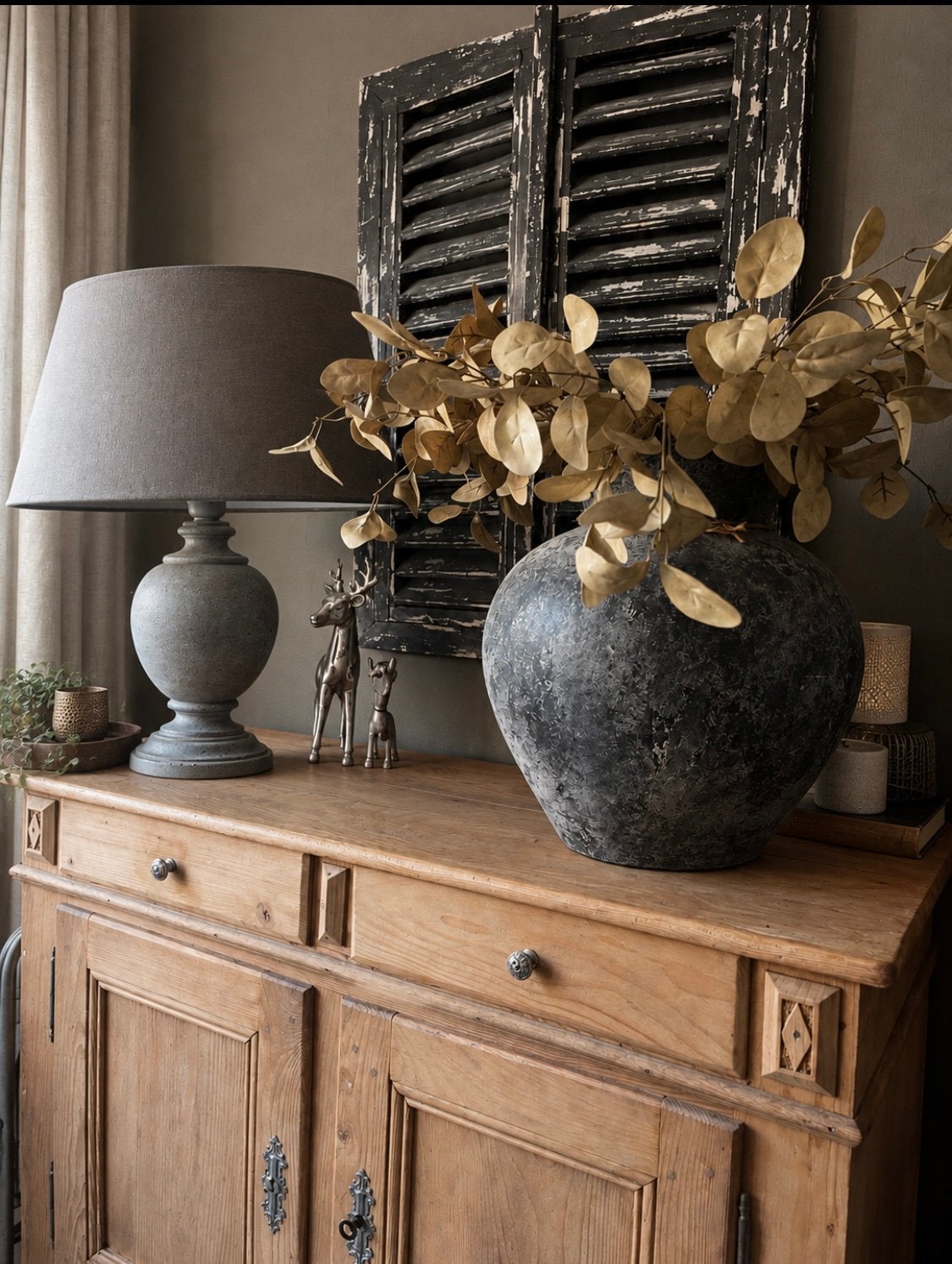 Landelijke schemerlamp beige / grijs, Huis en Inrichting, Ophalen, Gebruikt, E27 (groot), Landelijk