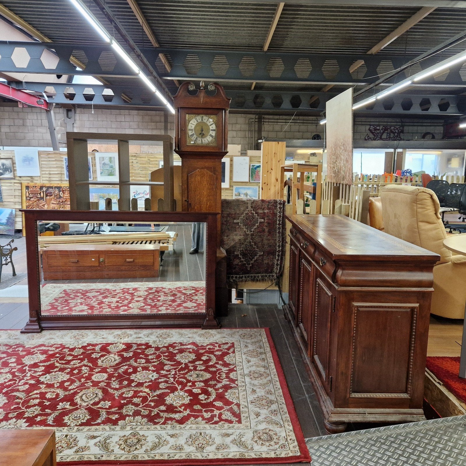 Antiek dressoir plus grote spiegel, Huis en Inrichting, Ophalen, Gebruikt, Klassiek, Antiek, 150 tot 200 cm
