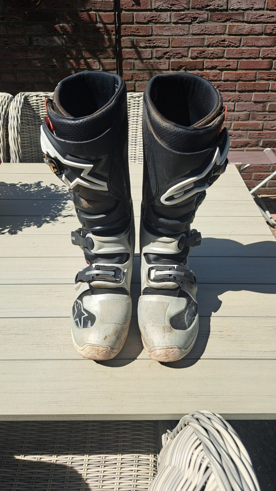Alpinestars tech 7 grijs zwart wit, Motoren, Kleding | Motorkleding, Ophalen of Verzenden, Tweedehands, Laarzen