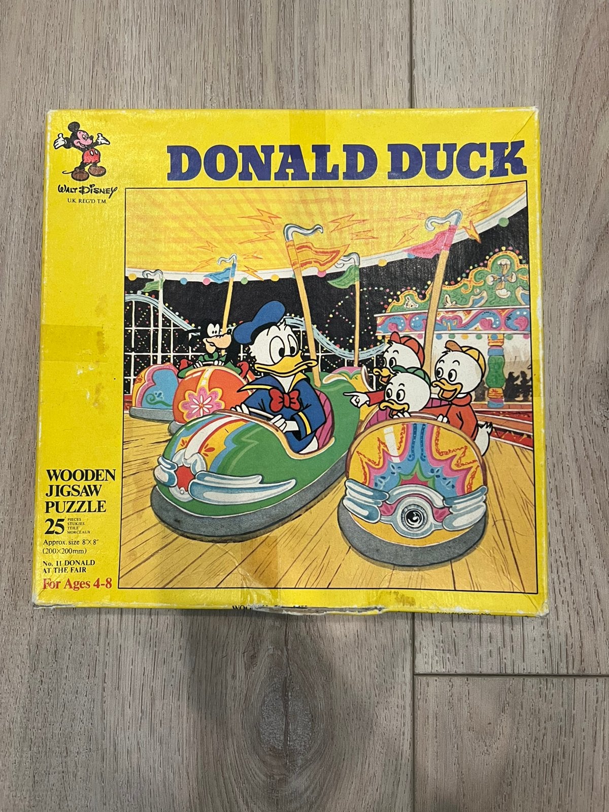 Vintage houten Donald Duck legpuzzel, Ophalen of Verzenden, Minder dan 500 stukjes, Gebruikt, Legpuzzel