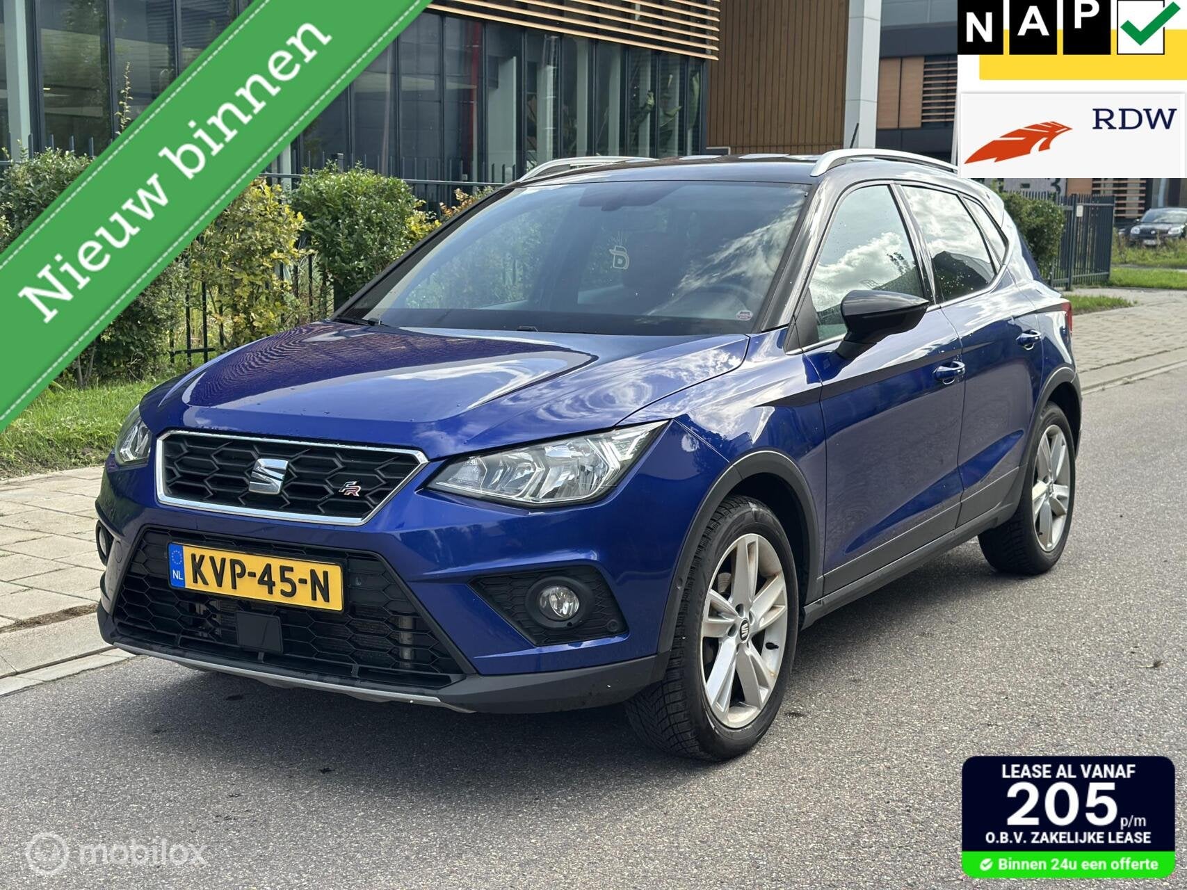 Seat Arona 1.0 TSI FR Business Intense Plus | Carplay | Came, Auto's, 15 km/l, Gebruikt, Blauw, Automatische klimaatregeling