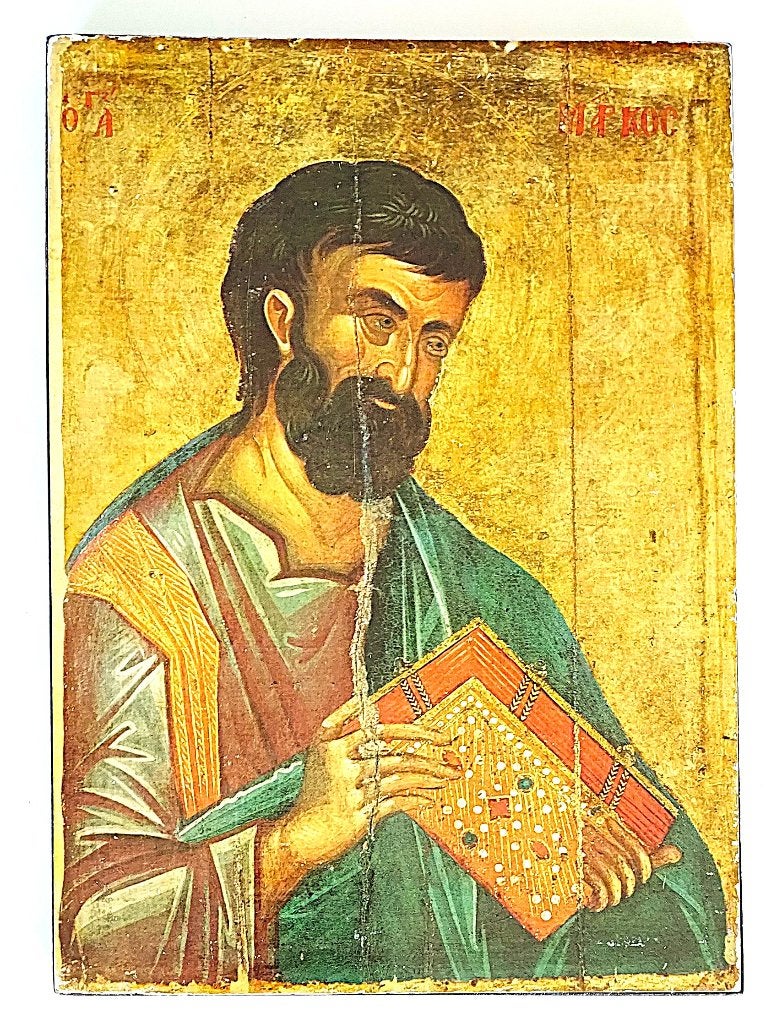 Ikoon  Byzantijnse icoon van de heilige Marcus de Evangelist, Antiek en Kunst, Antiek | Religie, Ophalen of Verzenden