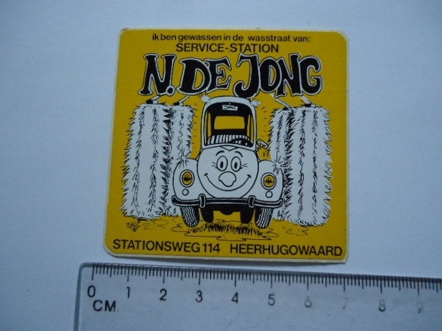 sticker oud VW kever strip auto beetle de JONG hh waard auto, Verzamelen, Stickers, Verzenden, Zo goed als nieuw, Bedrijf of Vereniging