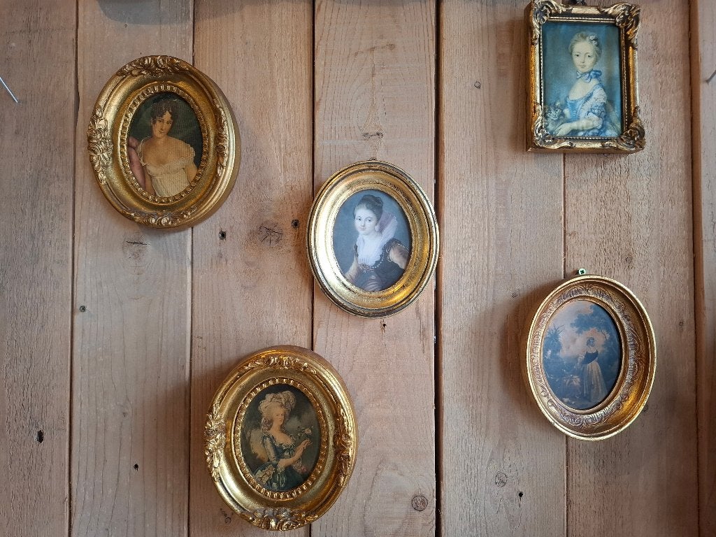 Setje van 5 klassieke Italiaanse schilderijtjes, boudoir, Ophalen of Verzenden