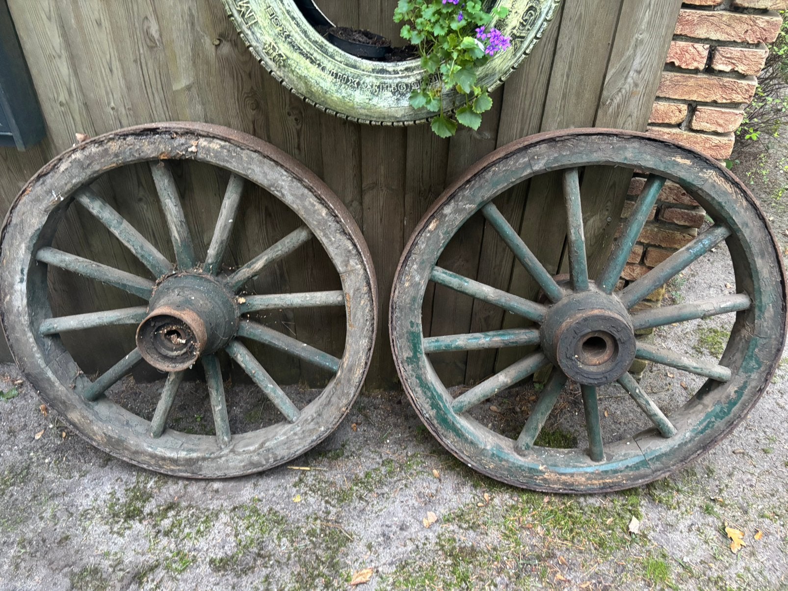 Houten karrewielen wiel hout kar, Ophalen, Gebruikt