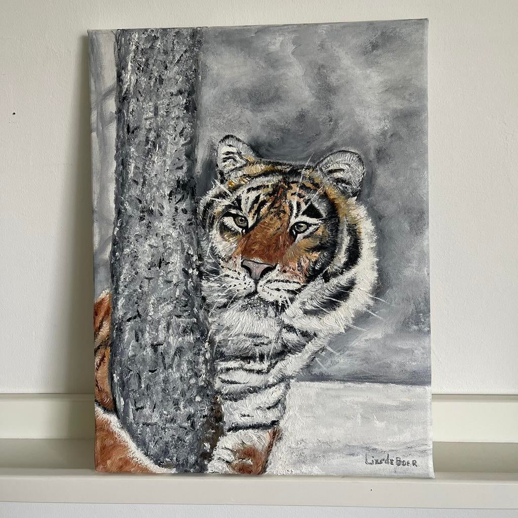 Tijger, Huis en Inrichting, Ophalen of Verzenden, Zo goed als nieuw, Minder dan 50 cm, Schilderij