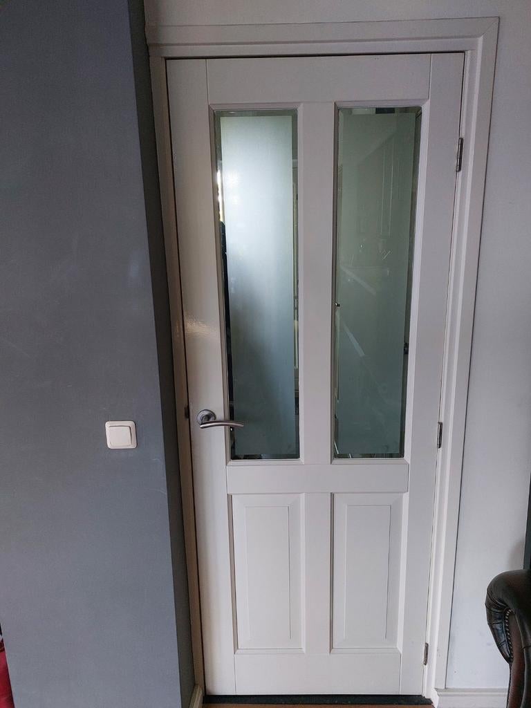 Binnendeur met facet geslepen glas 76 x200x 4, Ophalen, Gebruikt, Minder dan 80 cm, Binnendeur