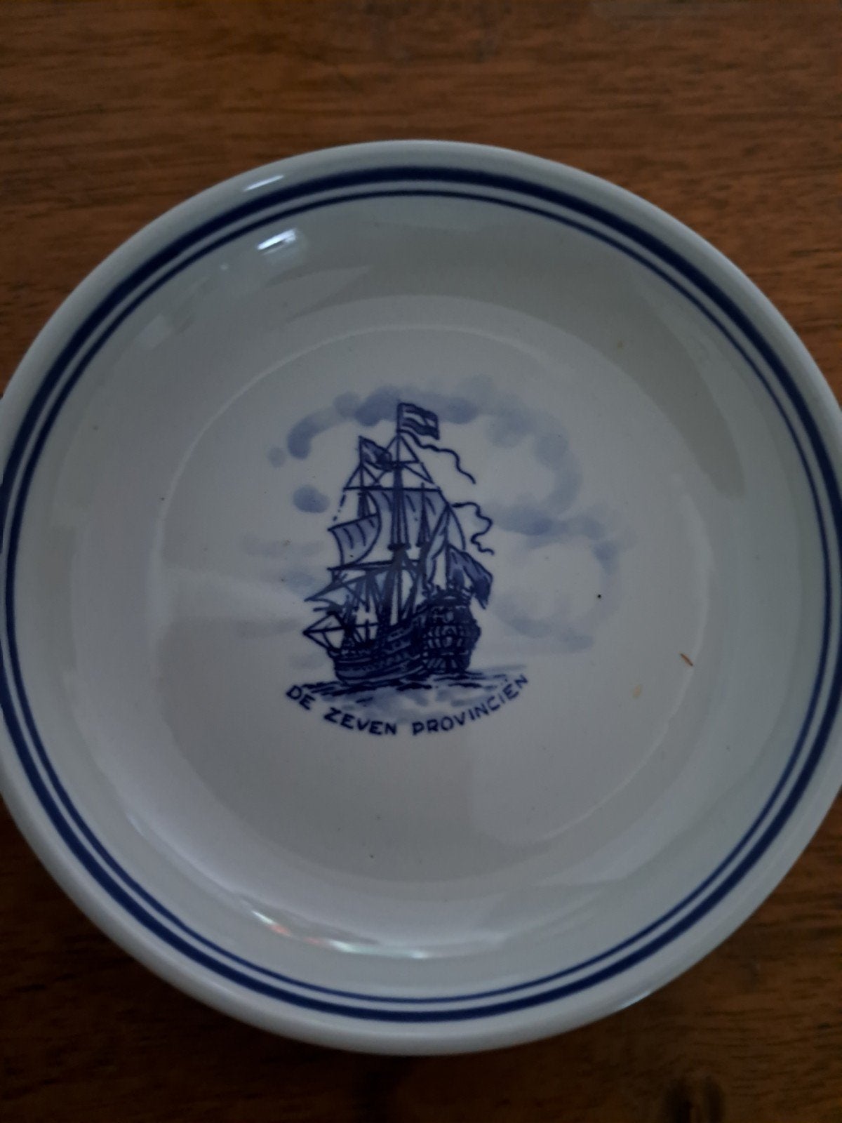 Delfts Blauw asbakje 'De Zeven Provinciën' K.M. De Schelde, Antiek en Kunst, Ophalen of Verzenden