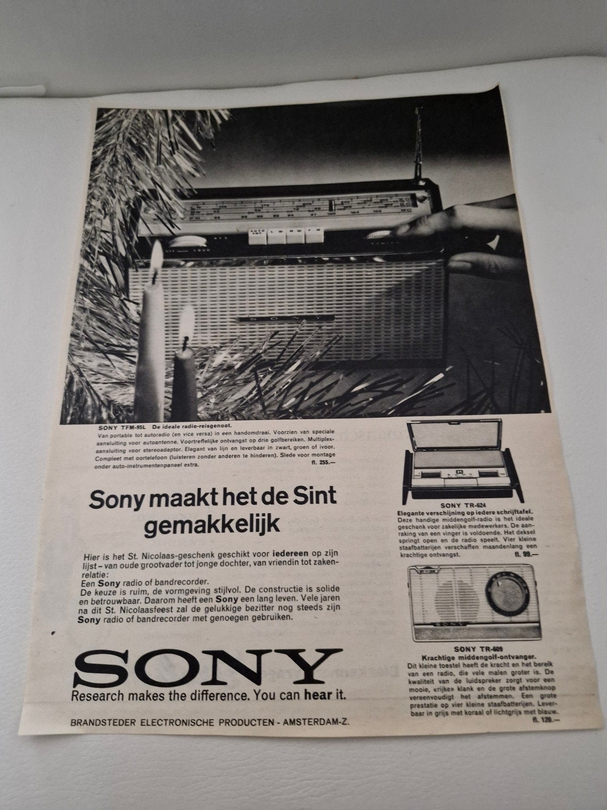 Vintage Sony Radio Advertentie (32 x 24 cm), Ophalen of Verzenden