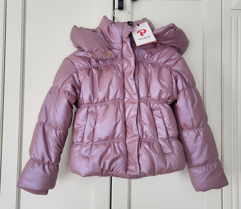 Nieuw! Persival metallic winterjas, roze, maat 104/110, Persival, Meisje, Nieuw, Ophalen of Verzenden