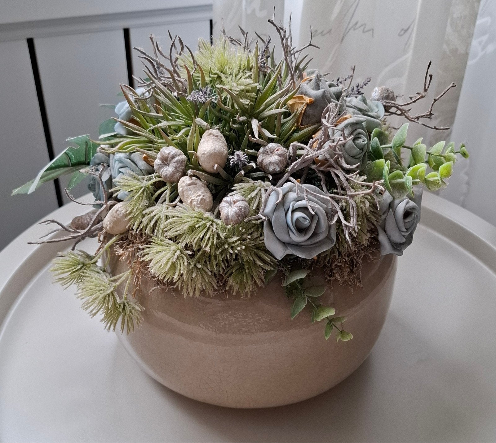 Kunst bloemstuk in pot, Ophalen of Verzenden, Meerkleurig, Bloemstuk, Steen/keramiek