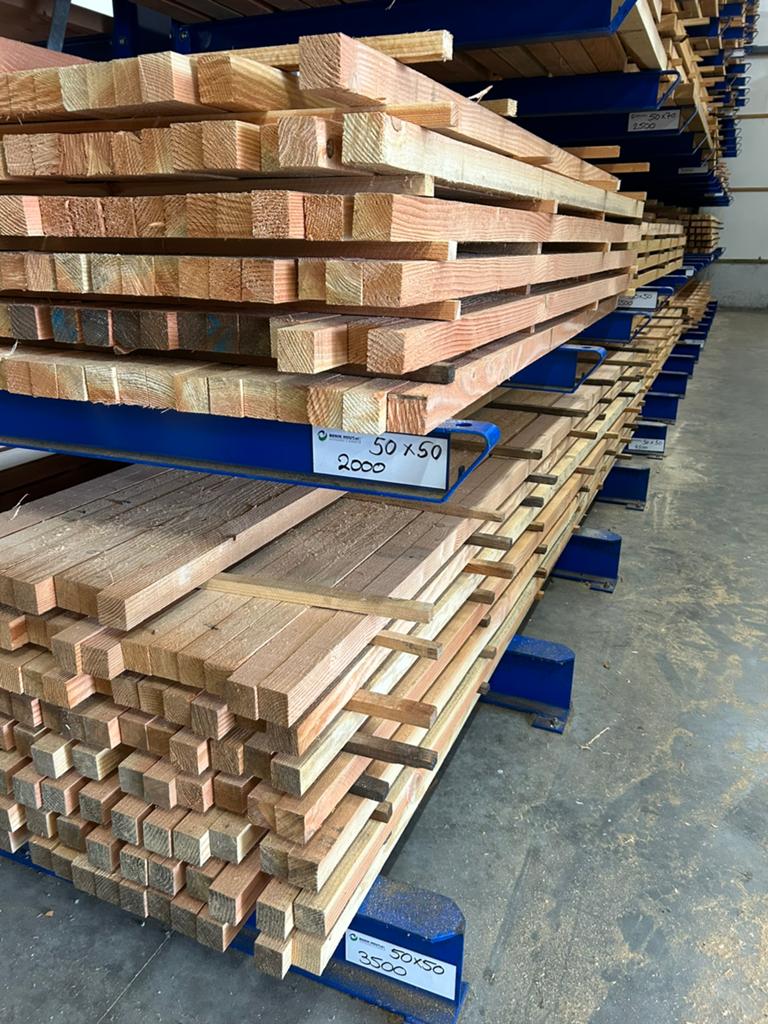 Douglas balkjes fijnbezaagd 50x50mm diverse lengtes, Doe-het-zelf en Verbouw, Hout en Planken, Ophalen, Nieuw, Balk, Overige houtsoorten
