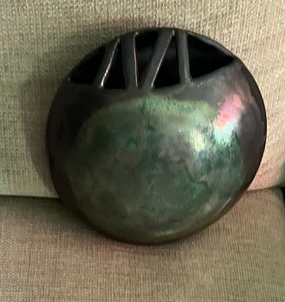 Zeer oude muurvaas -? - prachtig metallic glazuur., Verzenden