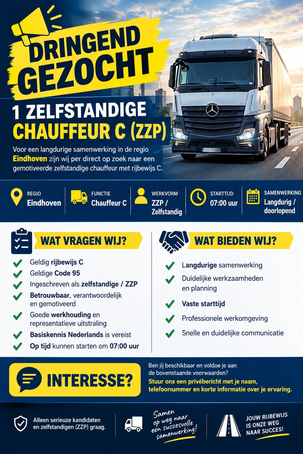 Zzp chauffeurs c gezocht