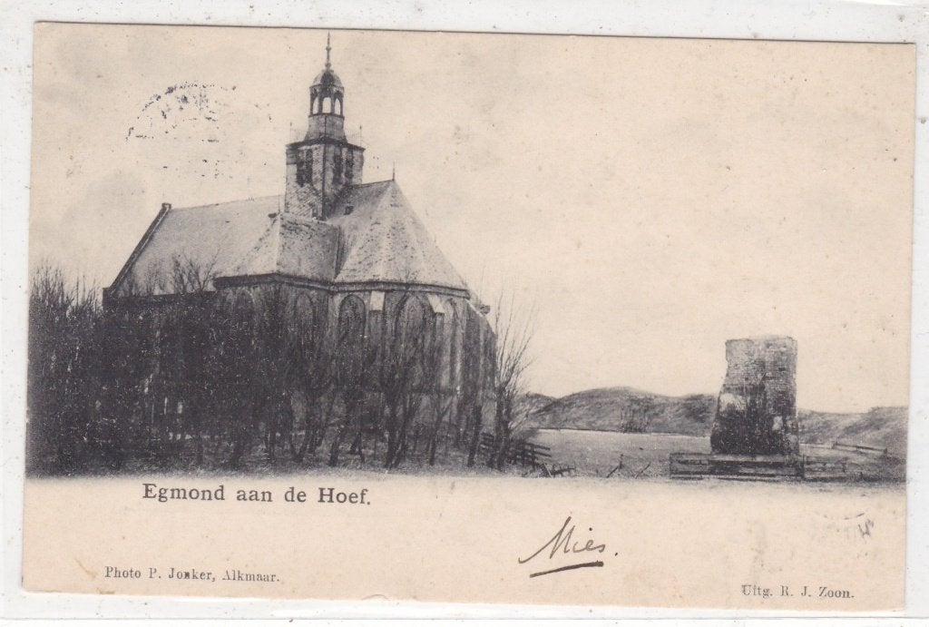 Egmond aan de Hoef-Kerk 1910, Ophalen of Verzenden, Voor 1920, Gelopen, Noord-Holland