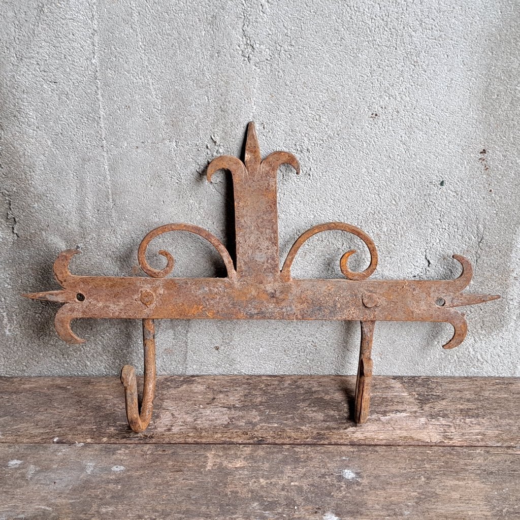 1x Brocante kapstokje rekje met 2 haakjes roest *Etage3*, Gebruikt, ., Ophalen of Verzenden, .