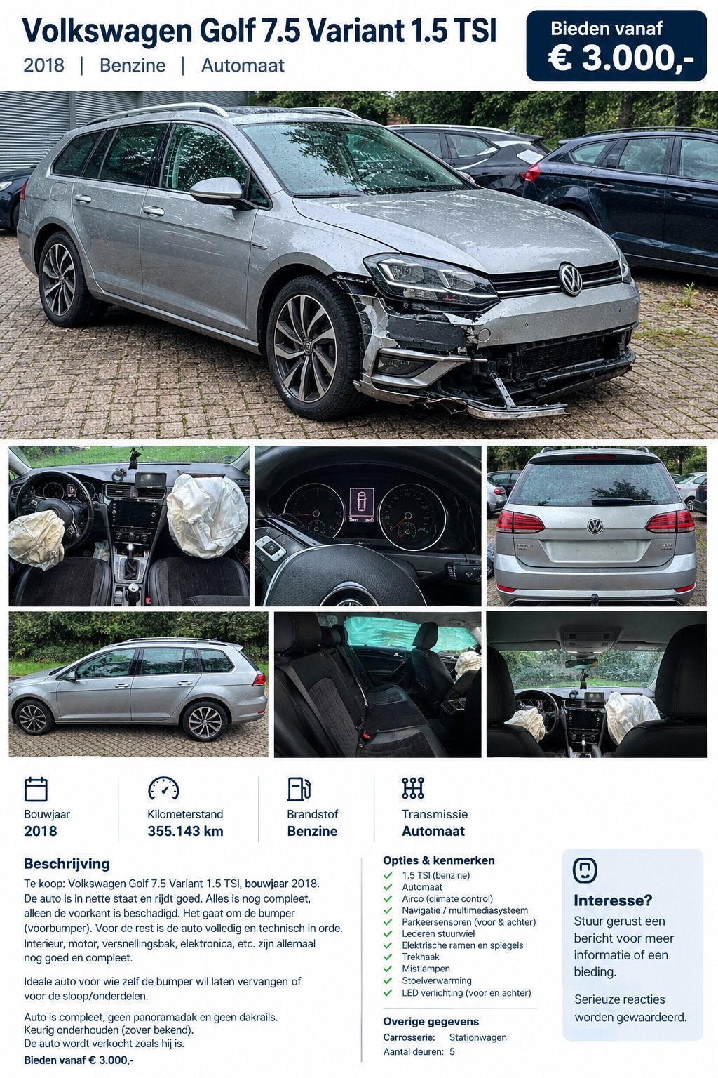 Mag mee voor mooie prijs, Automaat, Zwart, Leder, Stationwagon
