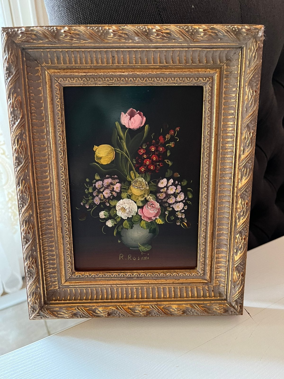 Olieverf bloemen schilderij op koperen plaat, Antiek en Kunst, Kunst | Schilderijen | Klassiek, Ophalen