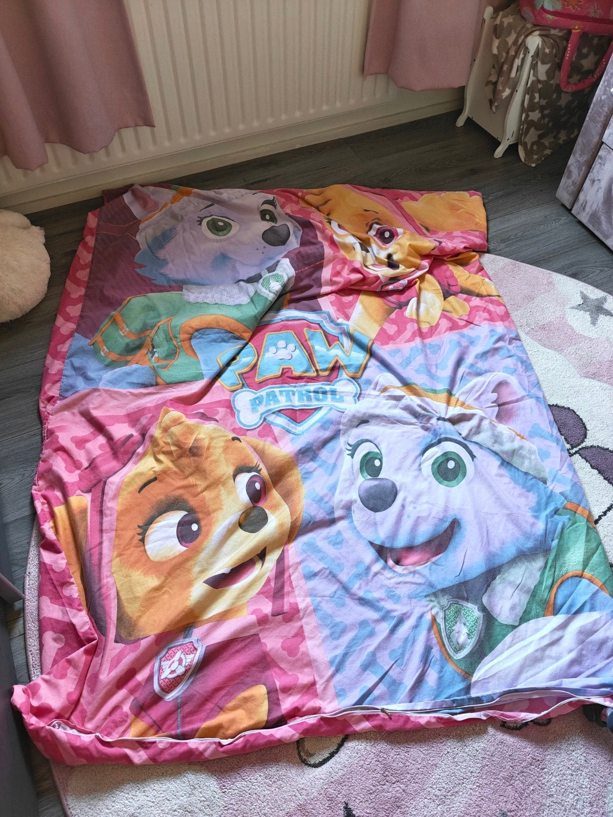 Paw Patrol Dekbedovertrek Roze - Skye en Everest, Gebruikt, Overige merken, Meisje, Ophalen of Verzenden