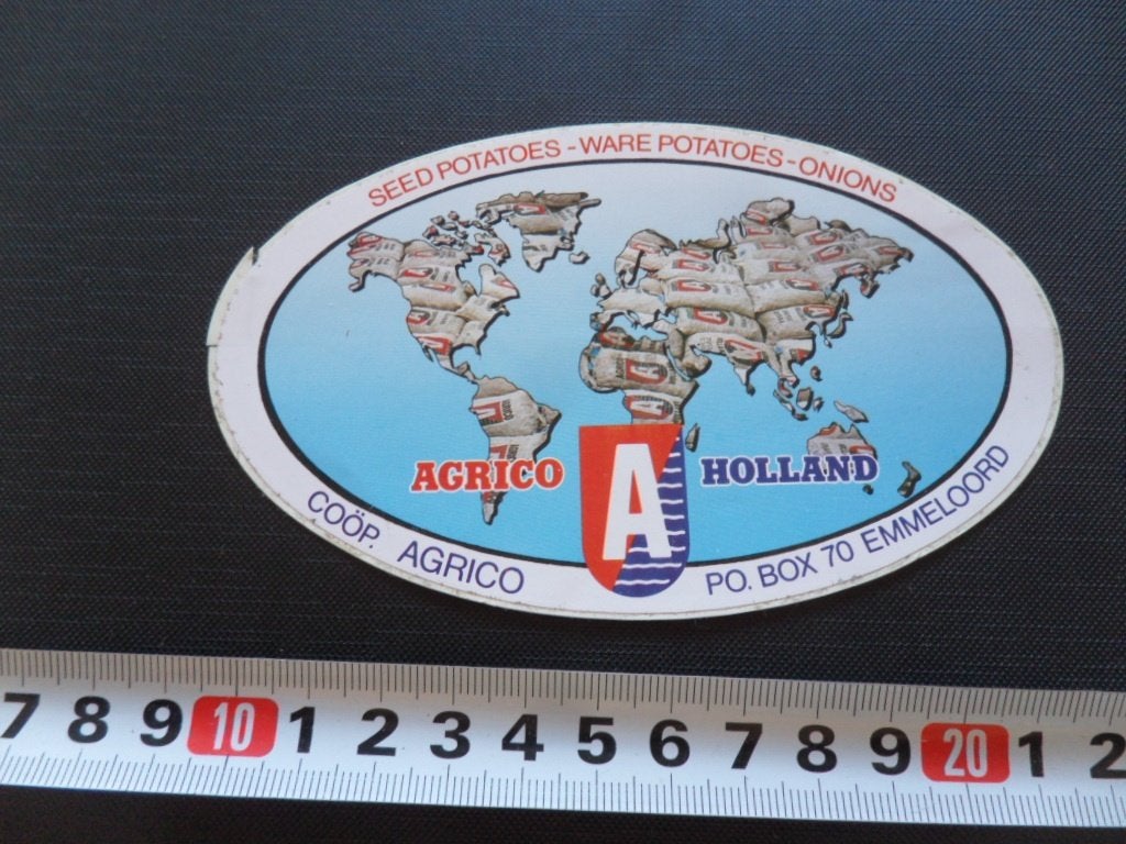 sticker emmeloord AGRICO HOLLAND aardappels uien *, Ophalen, Zo goed als nieuw