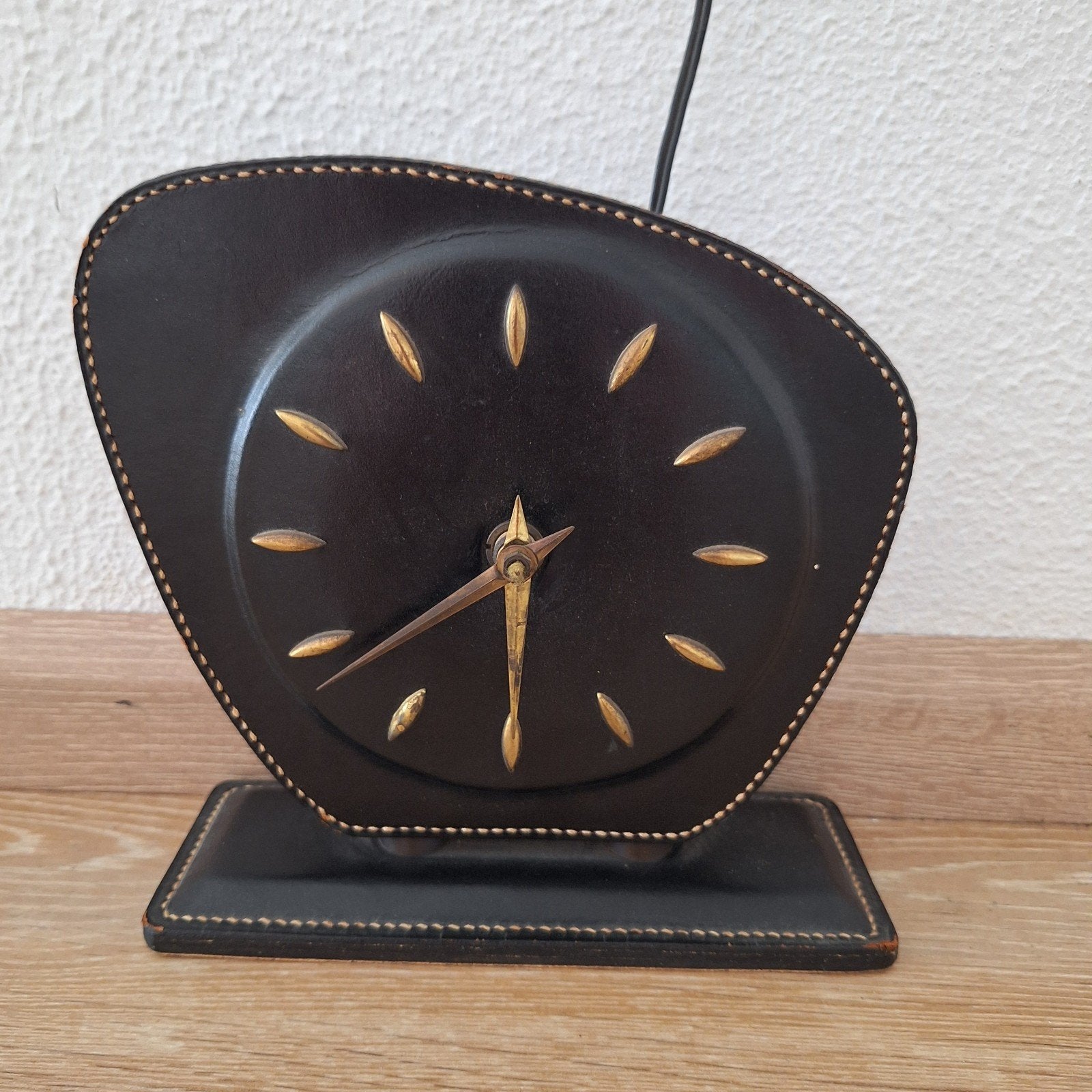 NUFA Jacques Adnet leer klok 1950-1959, Ophalen of Verzenden, Gebruikt