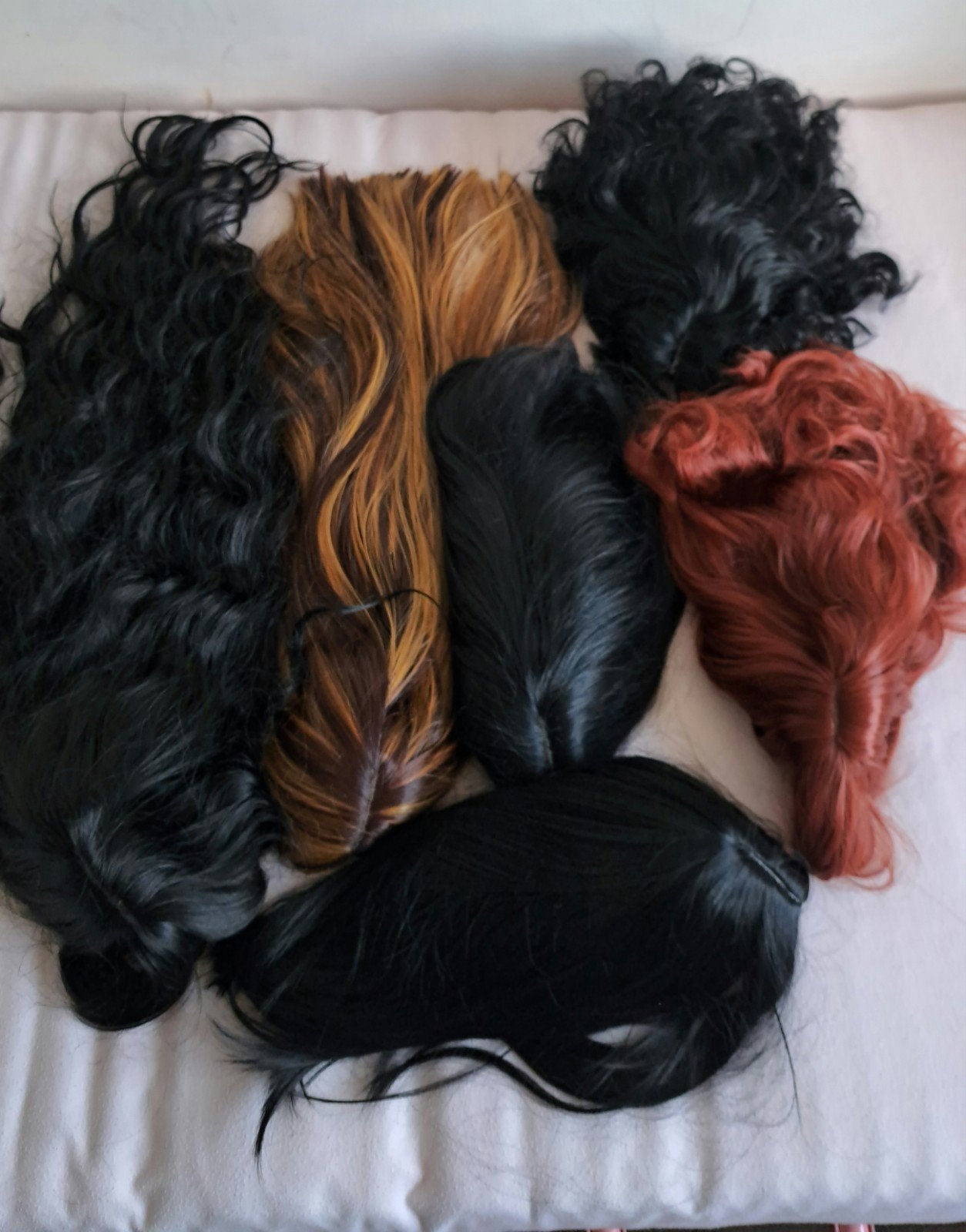 6-delige pruikenset - Diverse stijlen en kleuren, Sieraden, Tassen en Uiterlijk, Ophalen of Verzenden, Gebruikt, Pruik of Haarverlenging