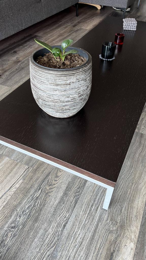 Salontafel Kronos - houten blad (wengé) en industrieel frame, Gebruikt, 100 tot 150 cm, 50 tot 100 cm, Rechthoekig