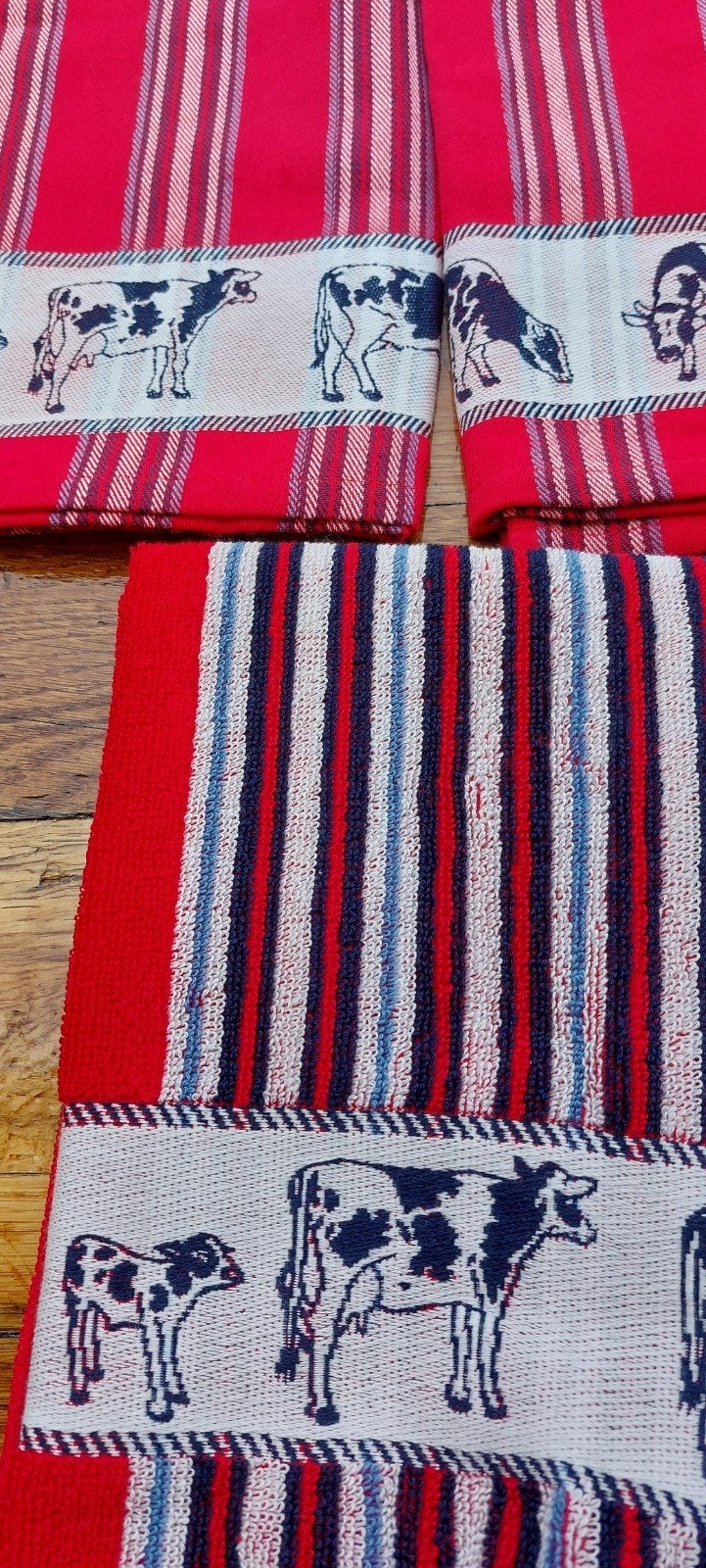 Friese theedoek  en keukendoek met koeien/Boerderij dieren, Huis en Inrichting, Keuken | Textiel, Ophalen of Verzenden, Nieuw