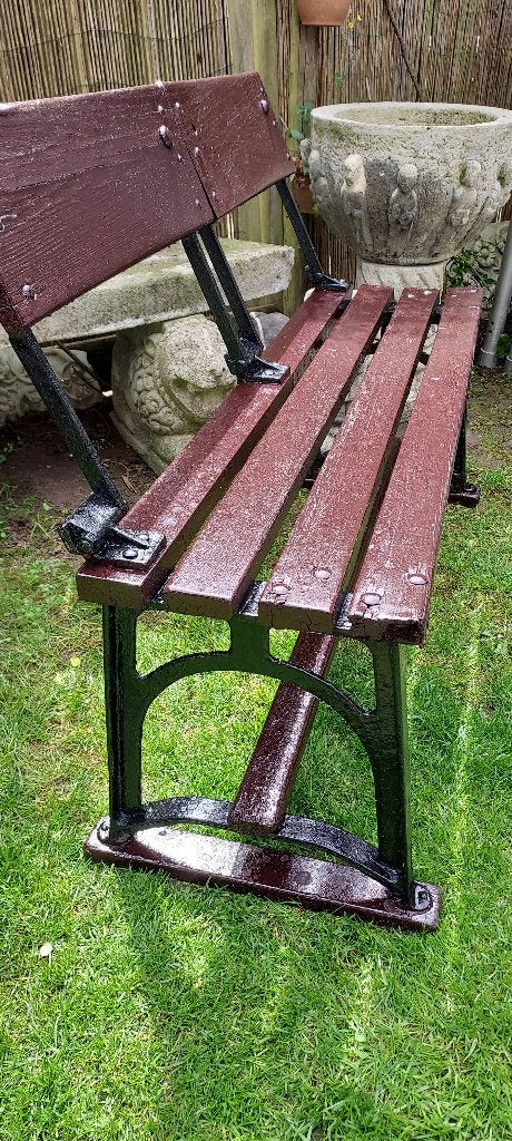 tuinbank-antiek kwaliteit tuinbank--inklapbare rugleuningen-, Tuin en Terras, Ophalen of Verzenden, Gebruikt, Hout