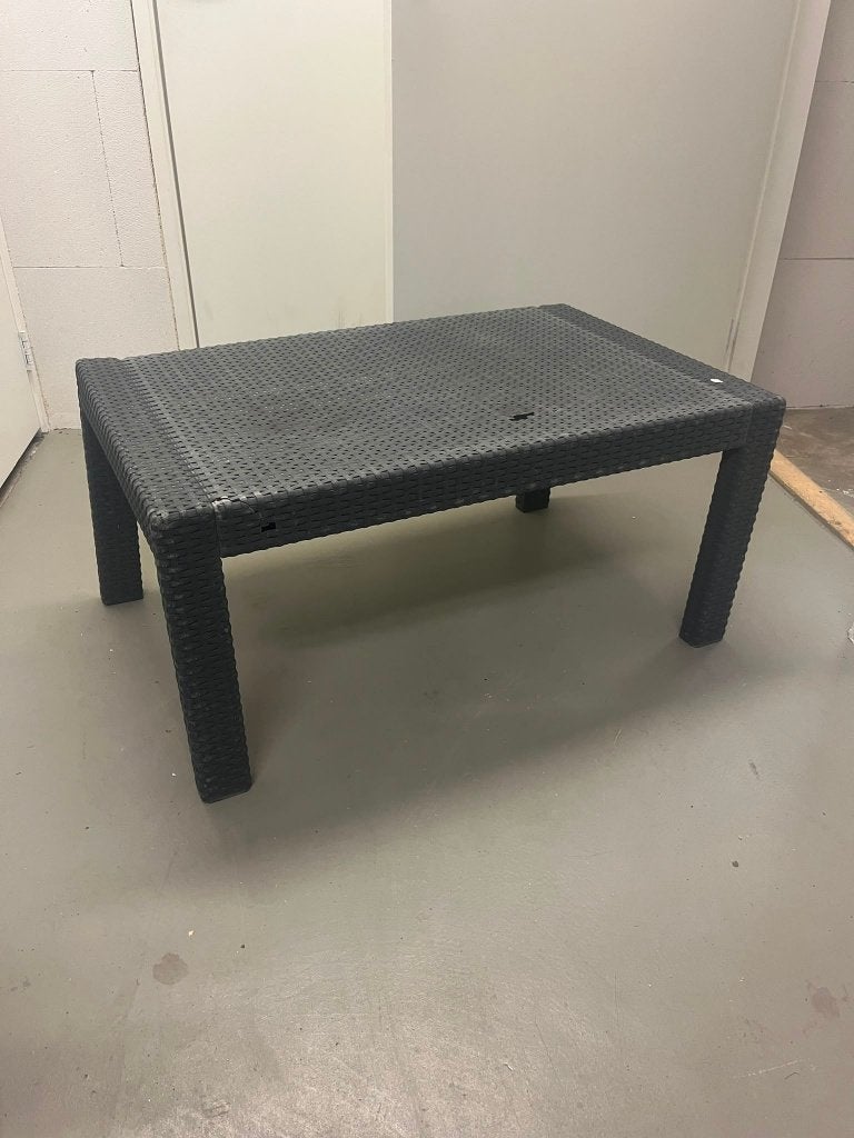 GRATIS – Kunststof loungetafel antraciet / rotanlook, Ophalen, Gebruikt, Rechthoekig, Kunststof
