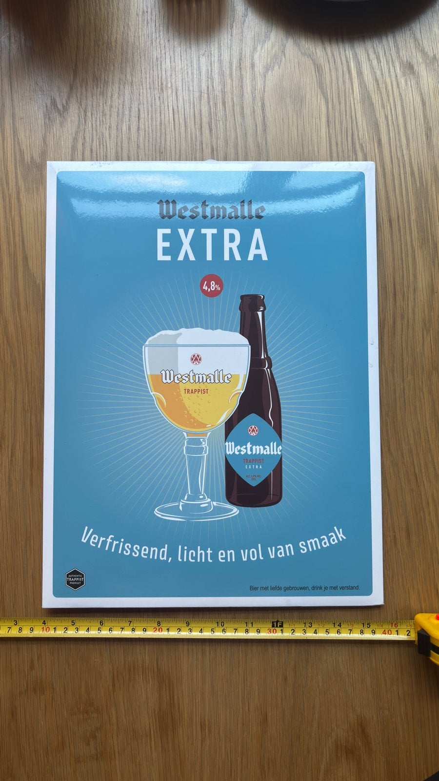 Westmalle Extra bierbordje van karton - staand/hangend, Ophalen of Verzenden, Zo goed als nieuw
