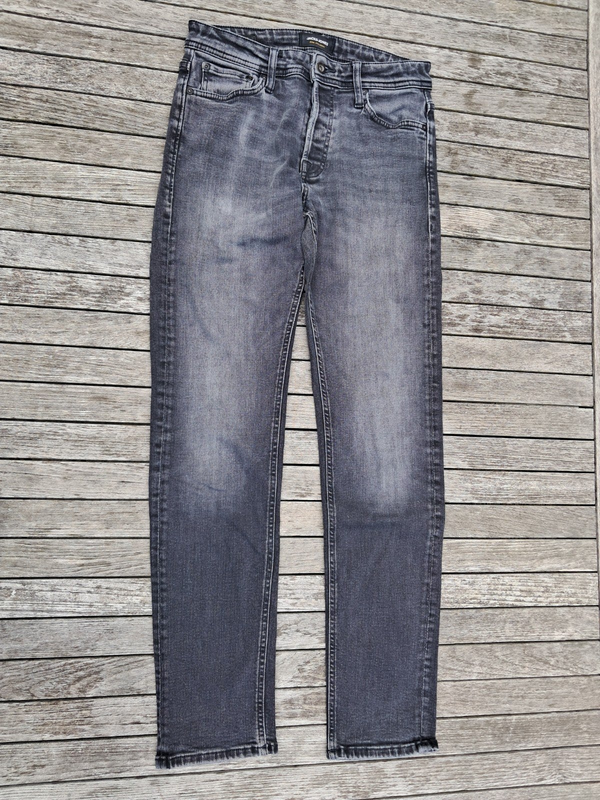 Jack & Jones Tapered Jeans Grijs W29 L32, W32 (confectie 46) of kleiner, Ophalen of Verzenden, Grijs, Gedragen