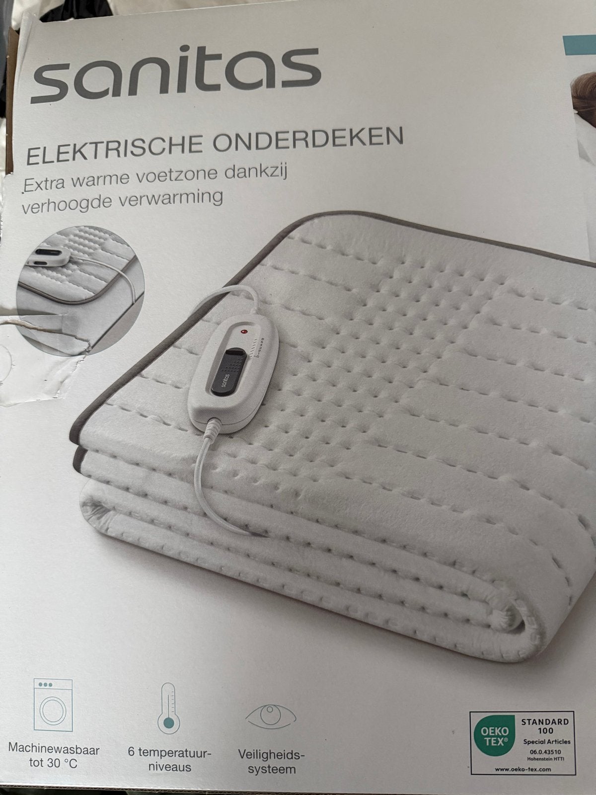 Sanitas Elektrische Onderdeken - Nooit gebruikt, Eenpersoons, Wit, Nieuw, Ophalen of Verzenden