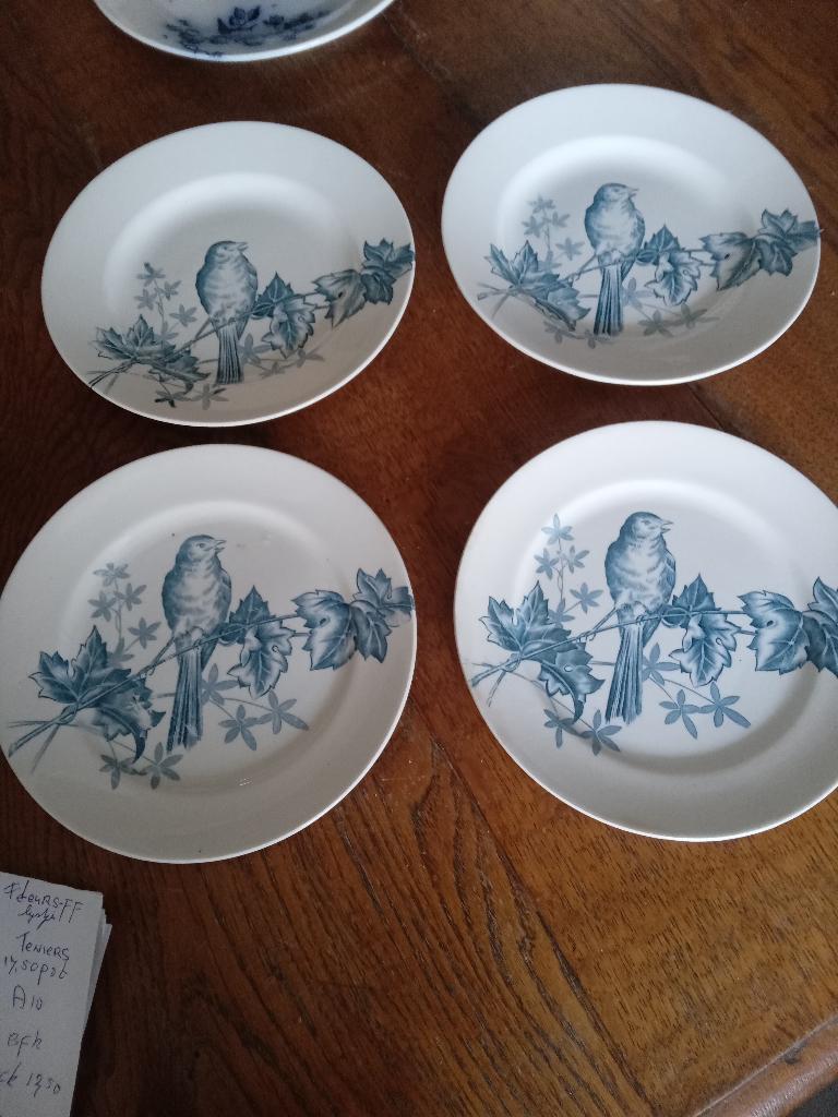 4 ontbijt borden BOCH serie FAUVETTE, Ophalen of Verzenden