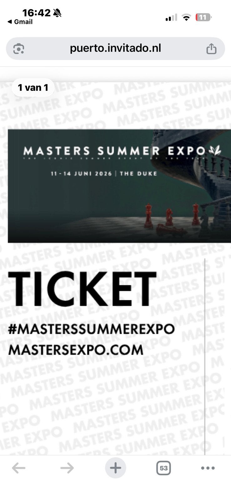 2 tickets voor Master summer Expo, za 13 juni 12-18 uur, Twee personen