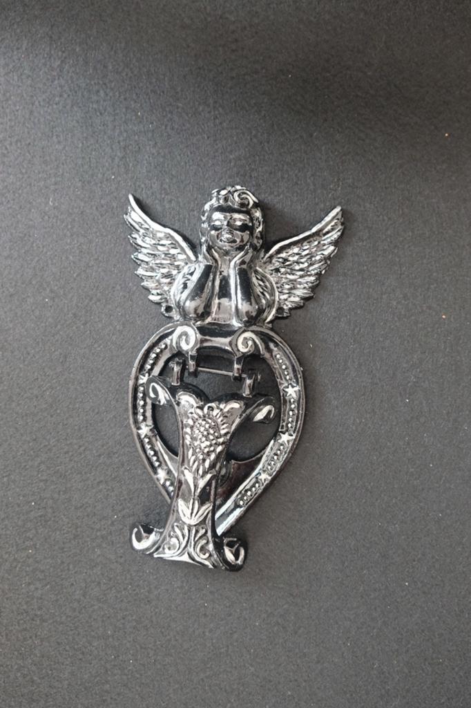 Gietijzeren deurklopper met engel, Antiek en Kunst, Ophalen of Verzenden