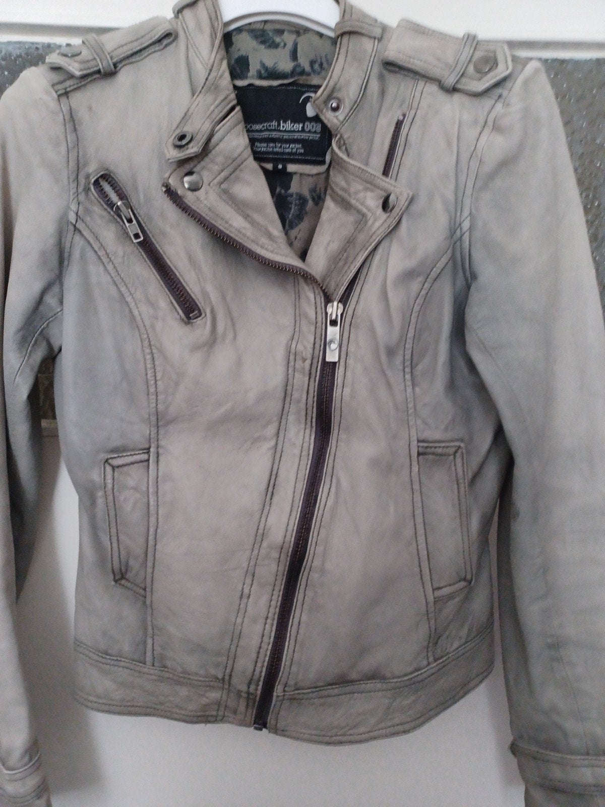 Goosecraft Biker 003 leren jas - Maat S, Goosecraft, Ophalen of Verzenden, Maat 36 (S), Grijs