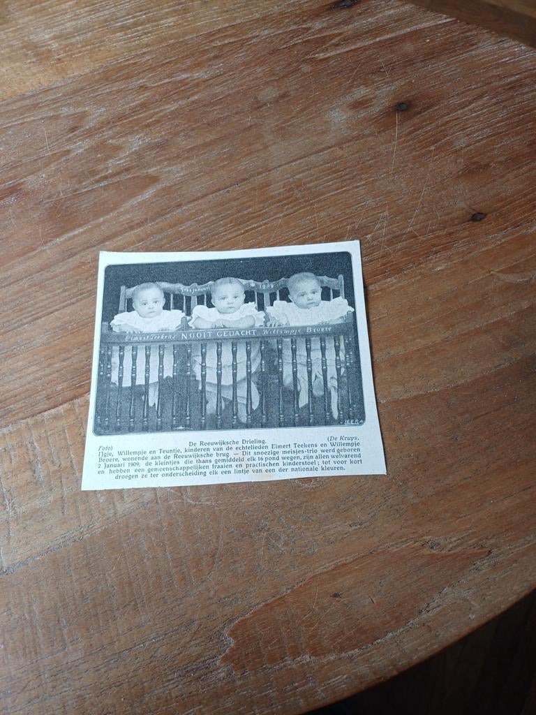 Knipsel drieling Reeuwijk 1915, Ophalen of Verzenden, Voor 1920, Knipsel(s)
