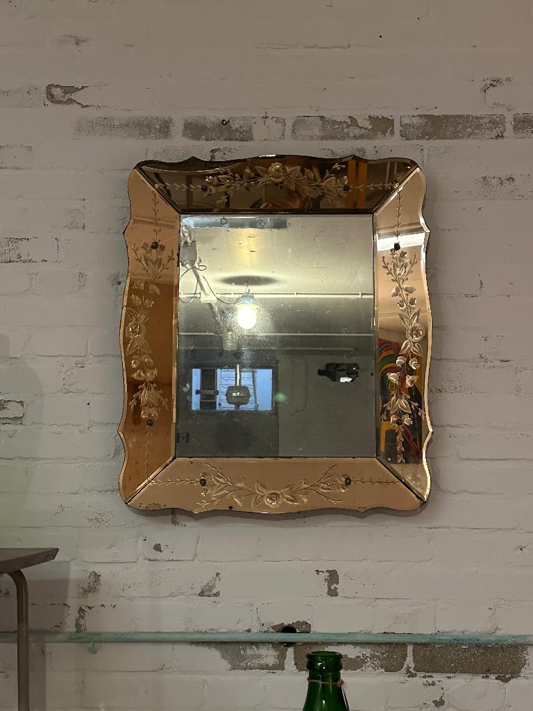 SALE: antieke Venetiaanse spiegel, art nouveau spiegel, Antiek en Kunst, Antiek | Spiegels, Ophalen, Rechthoekig, 50 tot 100 cm