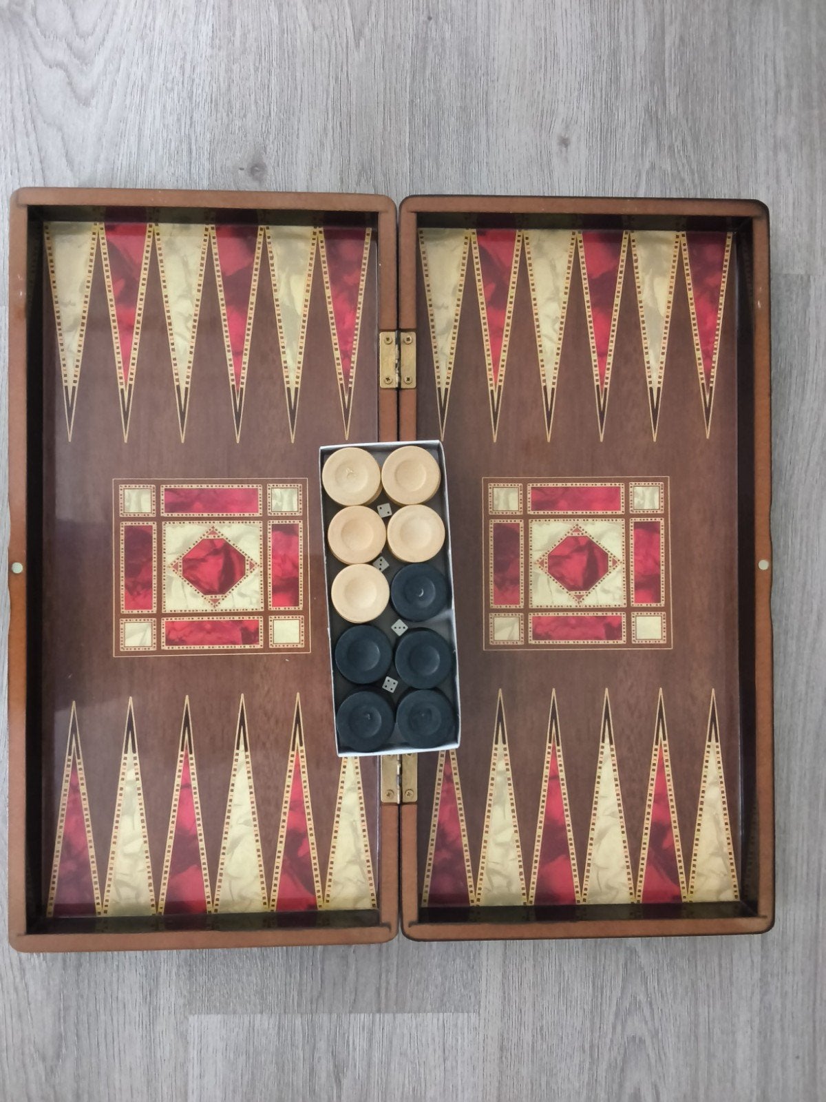 Backgammon/Schaakbord Hout - Reisspel, Gebruikt, Een of twee spelers, Onbekend, Ophalen of Verzenden