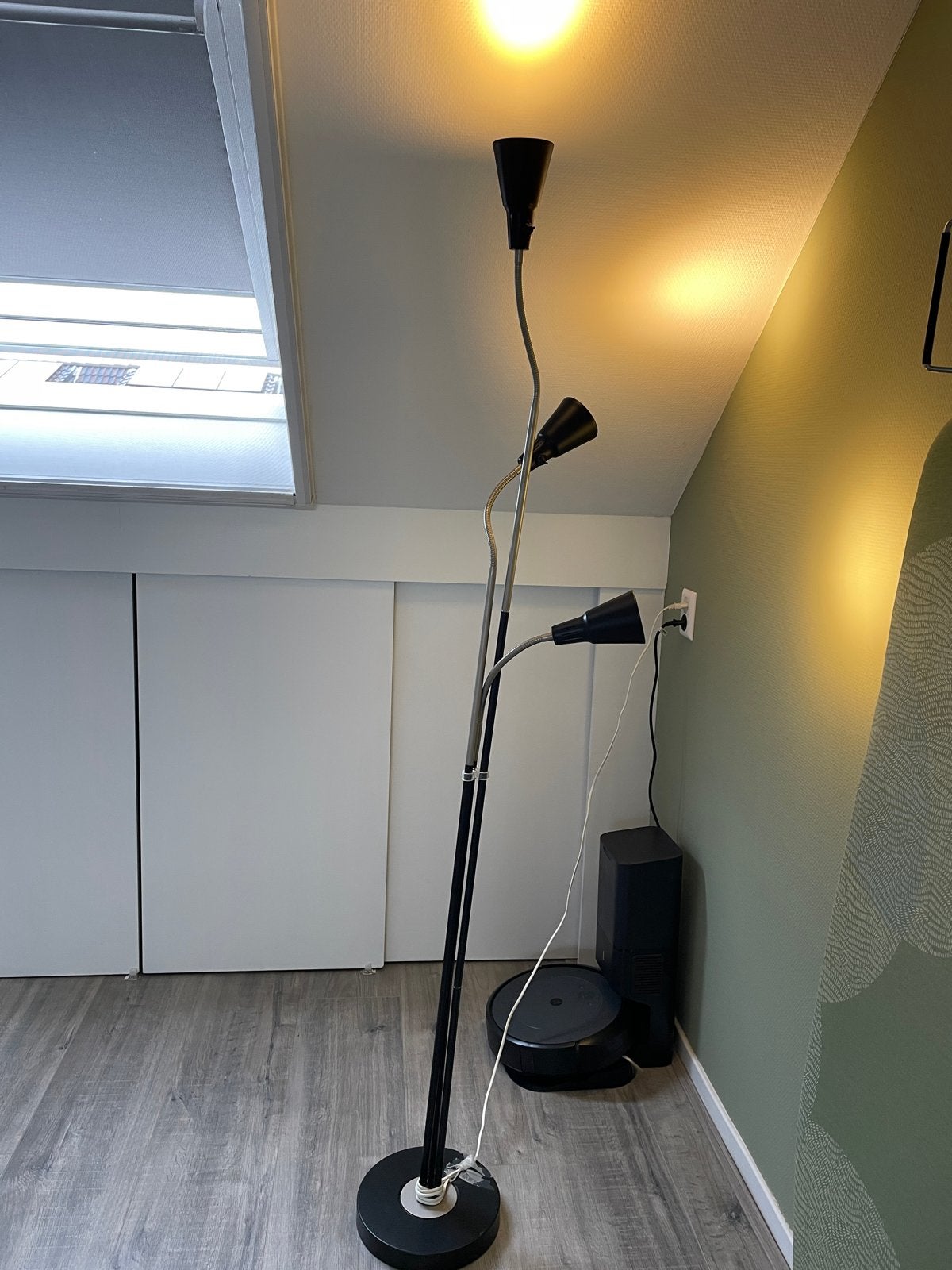 IKEA staande lamp met 3 verstelbare spots, gebruikt, Ophalen, Gebruikt, E14 (klein), Metaal