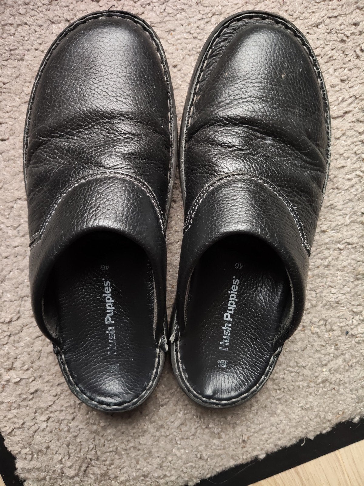 Hush Puppies Leren Instappers/Pantoffels - Zwart, Maat 46, Zwart, Ophalen of Verzenden, Hush Puppies, Pantoffels of Sloffen