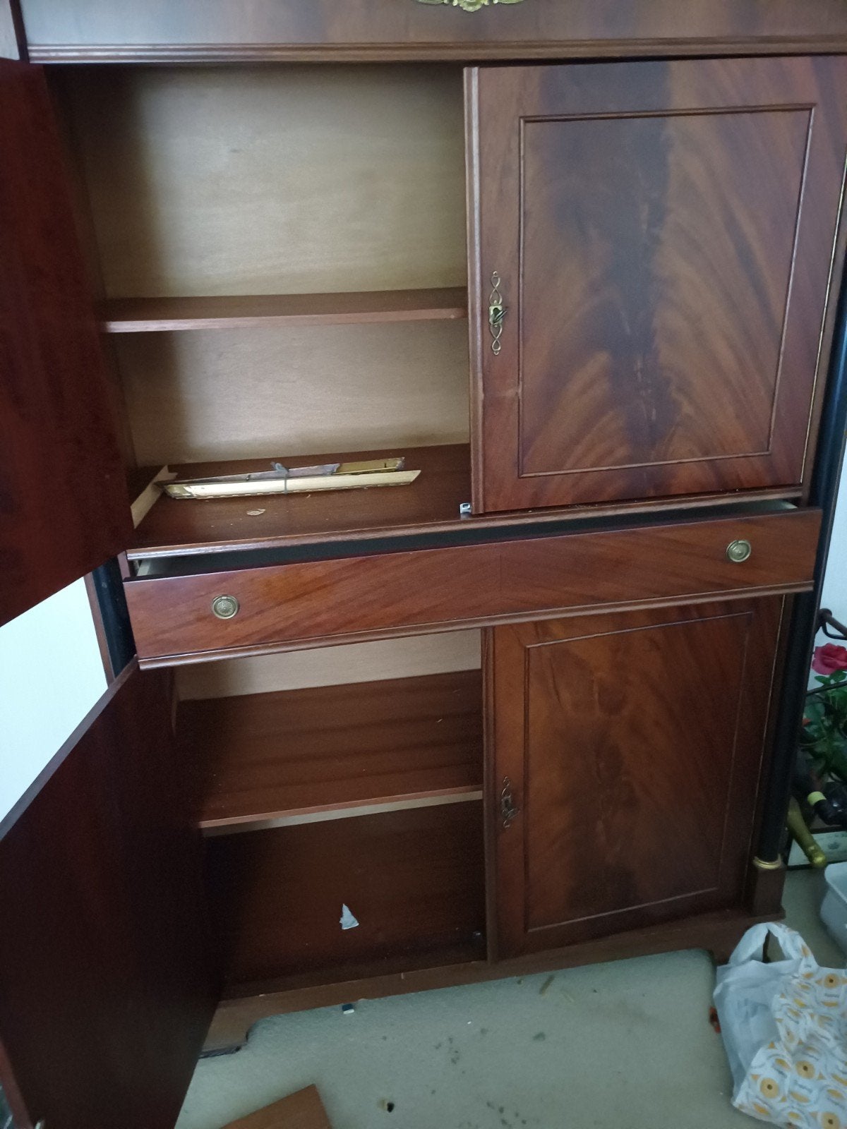 kast, mahoniehout, empire stijl, Ophalen, Gebruikt, Minder dan 150 cm, 150 tot 200 cm