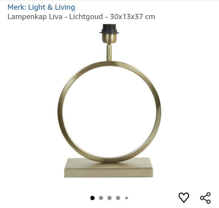 2x Ronde lampenvoet lichtgoud Light & Living, Ophalen, Zo goed als nieuw, Metaal, Industrieel