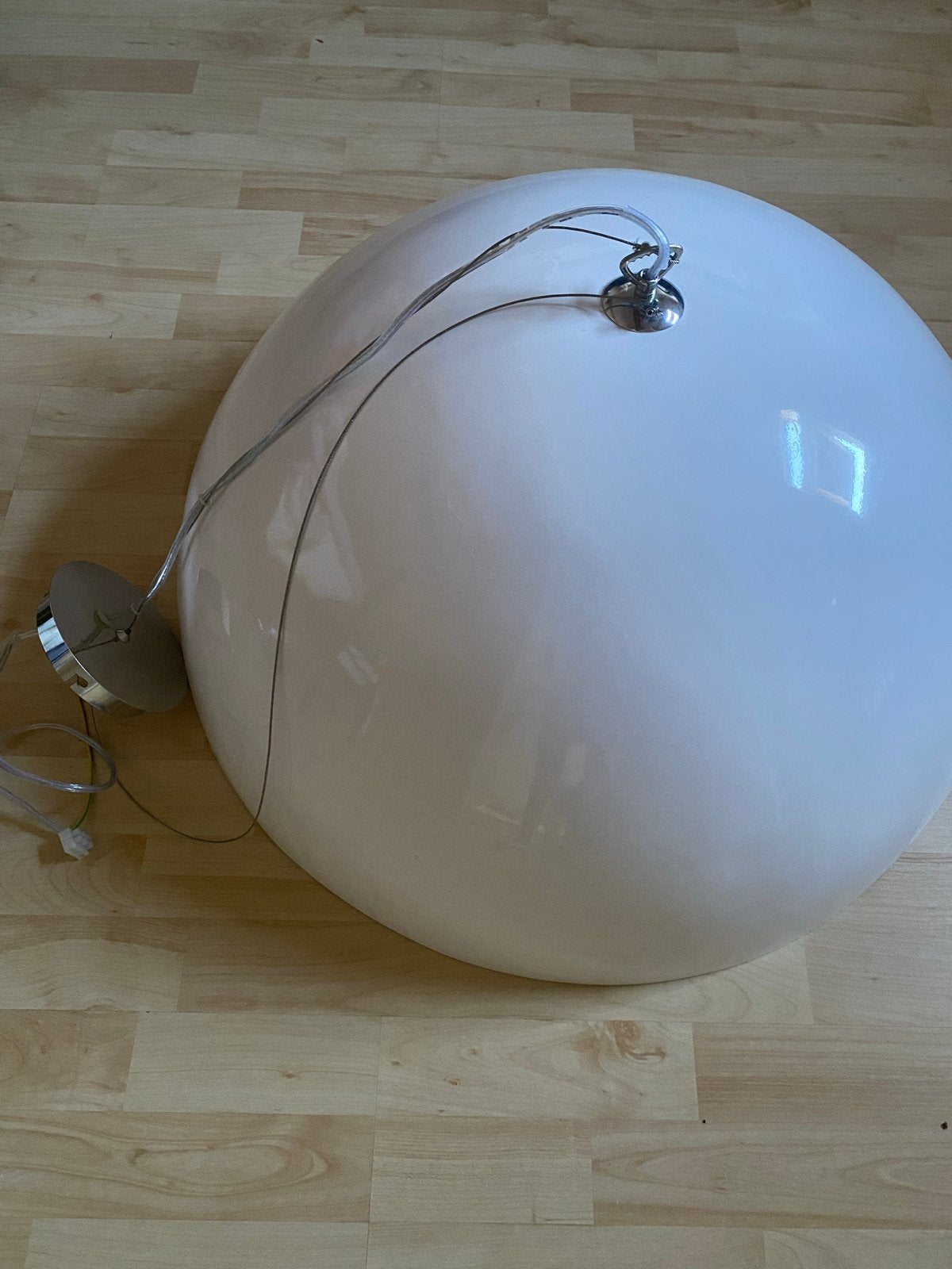 Grote Witte Bol Hanglamp - Modern Design, Ophalen, Gebruikt, Kunststof, E27 (groot)